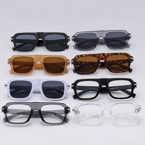 Lunettes De Soleil Carrées Rétro Verres Anti Lumière Bleue Monture PC Verres AC Protection UV400 Mode Vintage Pour Hommes Femmes
