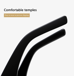 Detail of ergonomic curved black sunglass temples for comfort and non-slip wear