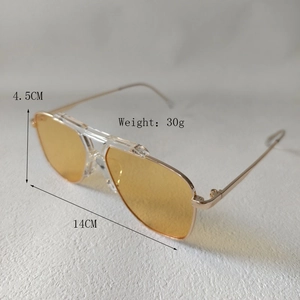 Παιδικά γυαλιά ηλίου aviator με κίτρινους φακούς και χρυσό σκελετό, 14x4,5cm