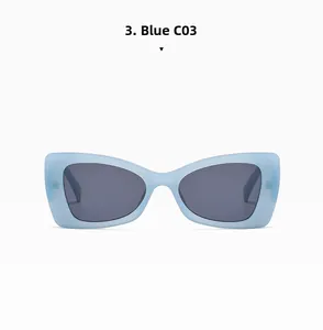 Detail view of light blue butterfly sunglasses frames with dark gray lenses style C03