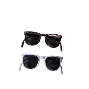 Kids UV400 polarized foldable sunglasses in leopard print and white frame variants