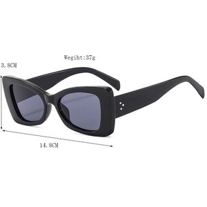 Fashionable black butterfly cat-eye sunglasses with thick frame and 37g lightweight design