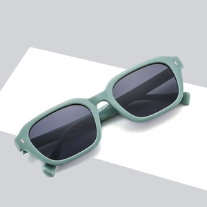 Mint green retro square sunglasses with dark grey UV lenses for men and women