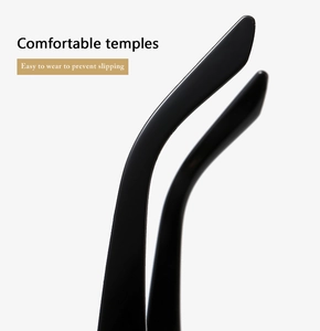 Detail of comfortable black glossy temples with ergonomic non-slip design for sunglasses