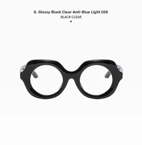 Détail de lunettes de soleil noires polygonales avec verres anti-lumière bleue
