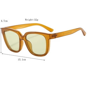 Amber oversized square sunglasses with dimension specs and 4.7cm height measurements