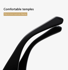 Close-up of ergonomic anti-slip black eyewear temples for comfortable wearing and fit