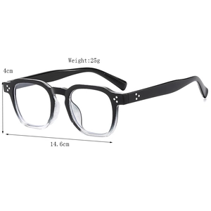 Retro oval black and white gradient sunglasses with thick frame and 14.6cm width