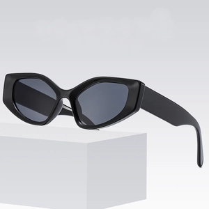 Lunettes de soleil œil-de-chat modernes avec monture géométrique noire et verres gris