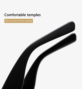 Macro shot of smooth ergonomic temples of black oversized sunglasses for secure fit