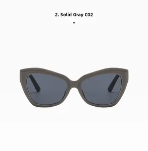 Detail view of Solid Grey oversized butterfly sunglasses with premium acetate frame