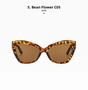 Macro detail of retro cat eye sunglasses in tortoiseshell demi pattern with brown lenses