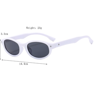 Retro white oval frame sunglasses with gray lenses for vintage Y2K streetwear style