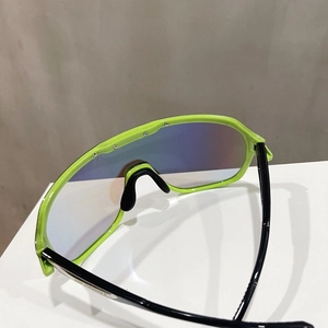 Neon green oversized sports sunglasses with one-piece colorful Revo lens for outdoor cycling