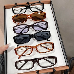 Retro Small Square Sunglasses Eyeglasses TR90 Frame Anti Blue Light Hollow Metal Temples Korean Style Fashion Men Women