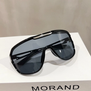 Detail showing the silver metal bridge bar on these large frame sports sunglasses