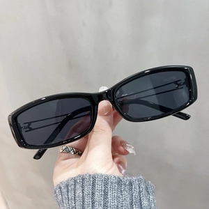 Retro square TR90 blue light blocking glasses with black frame and dark grey lenses