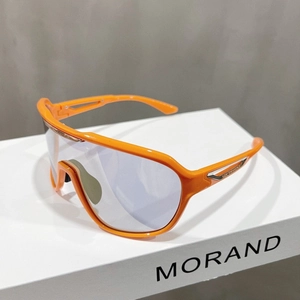 Fashion oversized sport sunglasses with orange frame and purple lens for cycling outdoors