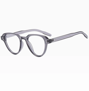 Detail shot of translucent gray irregular frames with vintage double metal rivets