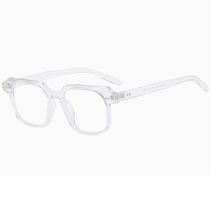 Dettaglio delle montature quadrate trasparenti con modello ZN3113 sulla stanghetta