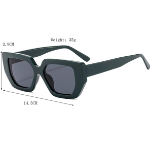 Occhiali da sole geometrici oversize verde scuro con aste larghe e lenti UV
