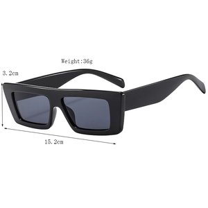Schwarze Retro-Sonnenbrille mit quadratischem Rahmen für Damen und Herren, 15,2cm Breite