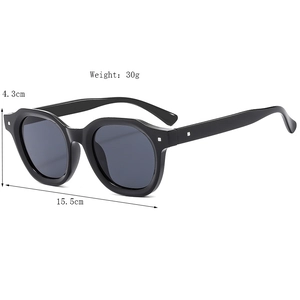 Vintage punk hip hop sunglasses with thick black frames and silver rivet details
