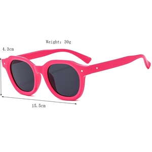 Bright pink retro punk sunglasses with black lenses, 15.5cm wide thick frame design