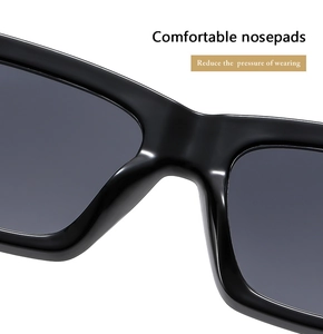Macro shot of integrated comfortable nose pads on black oversized fashion sunglasses
