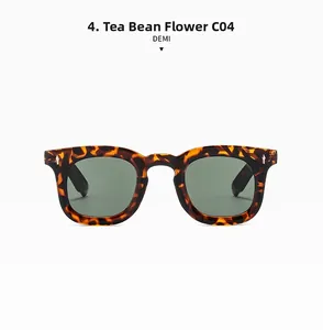 Detailed view of C04 Demi Tortoise shell square frame sunglasses with dark green lenses