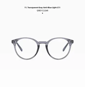 Detailansicht der transparent grauen Ovalbrille mit Blaulichtfilter Modell C11