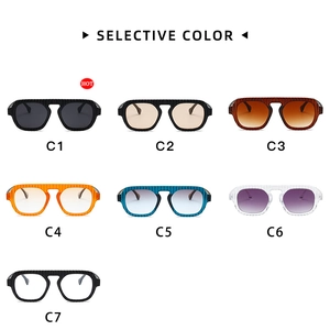 Detailed grid of oversized sunglasses showing seven wave-textured frame color options