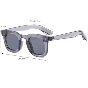 Translucent grey oversized square sunglasses for men and women with 45-degree side view