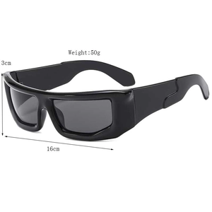 Y2K sporty futuristic sunglasses for men with black frame and 50g lightweight design