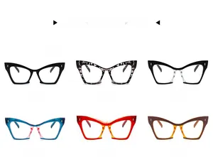 Detailed grid view of stylish cat-eye glasses frames in six assorted mineral rock colors