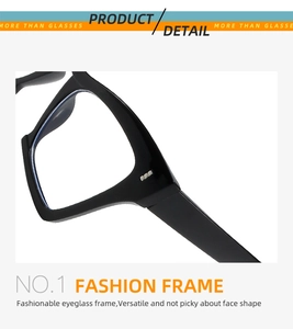 Detail of black square glasses frame showing silver triple-dot metal rivets and hinge