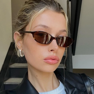 Retro Oval Sunglasses PC Frame AC Lens Cat Eye Narrow Lightweight Fashion Streetwear UV Protection