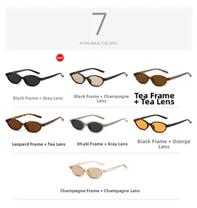 Flat lay matrix showing seven diverse color options for vintage oval frame sunglasses