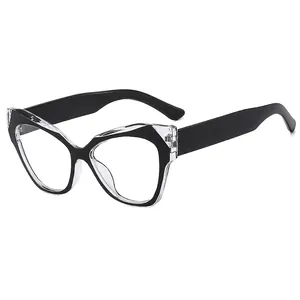 Chic cat eye anti-blue light glasses with black and white frames for women