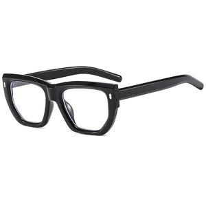 Chic black polygon sunglasses with oversized geometric frame and silver stud accents