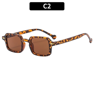 Retro rectangle sunglasses with tortoise frame and brown lenses in a 45-degree view