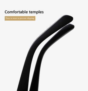 Detailed view of comfortable black sunglasses temples with anti-slip curved design