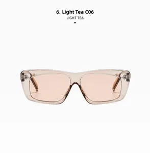 Detail view of light tea champagne sunglasses frames with three-point rivet design
