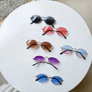 Retro Oval Kids Sunglasses Metal Frame Resin Lens UV400 Protection Vintage Trendy Outdoor Eyewear Fashion Accessory