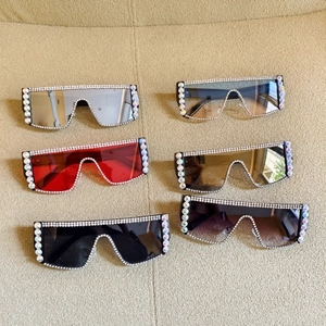 Lunettes De Soleil Carrées Surdimensionnées Monture Ornée De Strass Protection UV Mode Y2K Pour Femmes