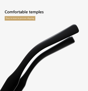 Detail view of ergonomic non-slip black matte temples for oval cat eye glass frames