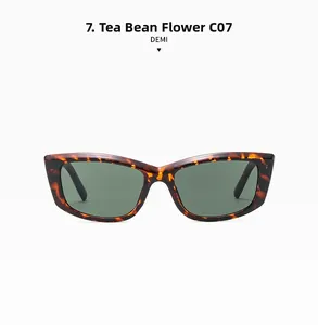 Detail shot of vintage tortoiseshell rectangle cat-eye sunglasses with dark green lenses