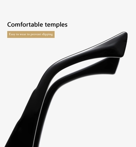 Detailed macro view of black cat-eye sunglasses temples with anti-slip design features