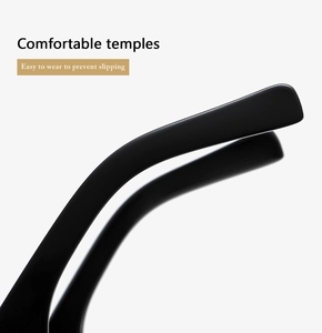 Close-up of black non-slip temples for stylish sunglasses showing the ergonomic curve