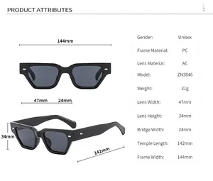 Tableau des tailles détaillé avec dimensions précises pour ces lunettes de soleil rétro